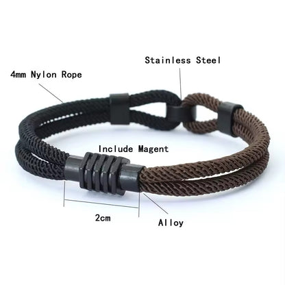 Bicolor Draad Armband Voor Mannen Magneet Gesp Concentrische Knoop Nautische