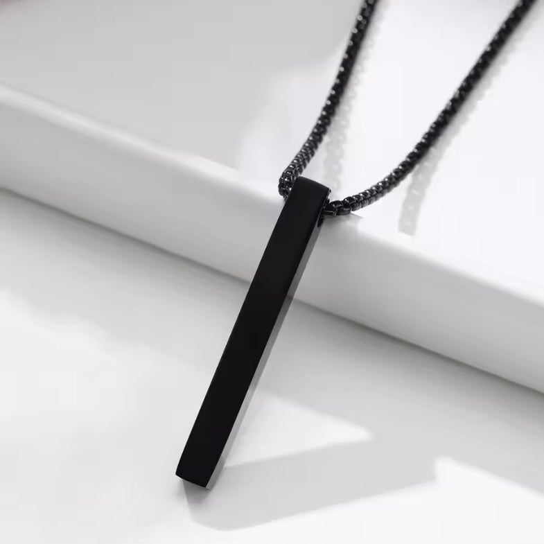 5Mm Pijler Unisex Ketting - Rvs 3D Bar Hanger, Minimalistisch