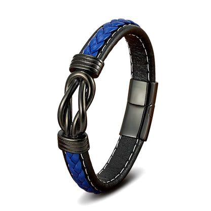 Blauw Lederen Armband voor Heren met RVS Magnetische Sluiting!