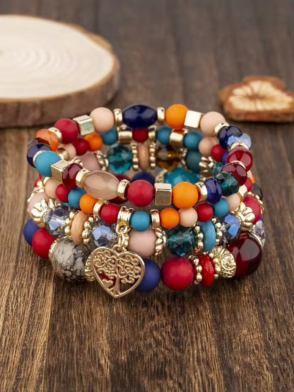 Multicolor Hart Armband met Boom Van Het Leven