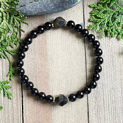 Zwarte Toermalijn Obsidiaan Armband – 8 mm Kralen – Bescherming & Positieve Energie