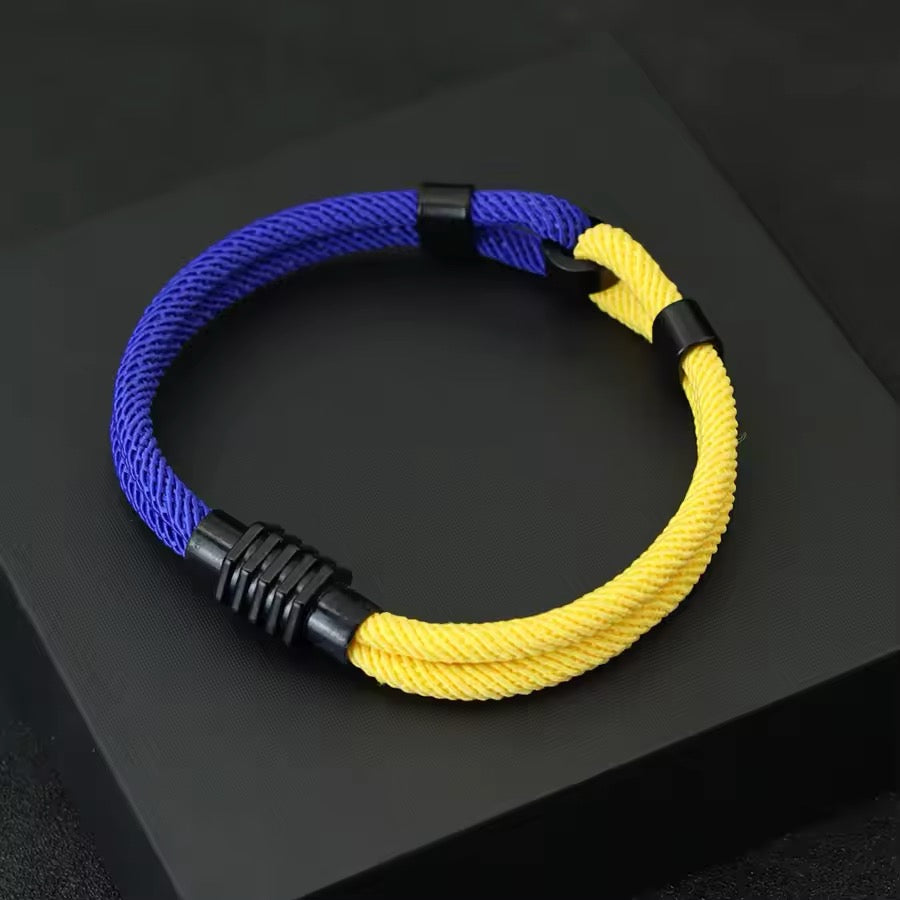 Bicolor Draad Armband Voor Mannen Magneet Gesp Concentrische Knoop Nautische