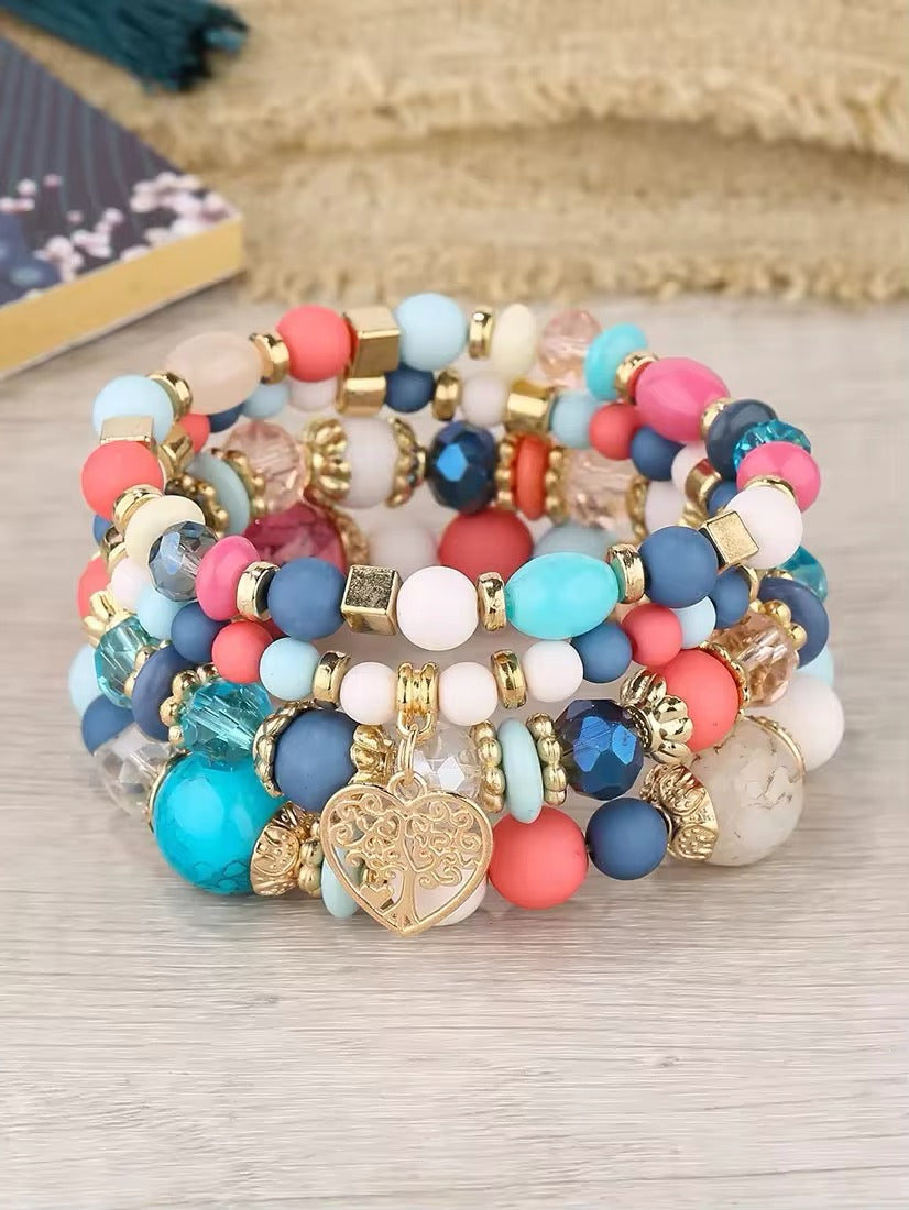 Multicolor Hart Armband met Boom Van Het Leven