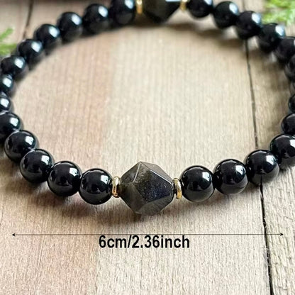 Zwarte Toermalijn Obsidiaan Armband – 8 mm Kralen – Bescherming & Positieve Energie