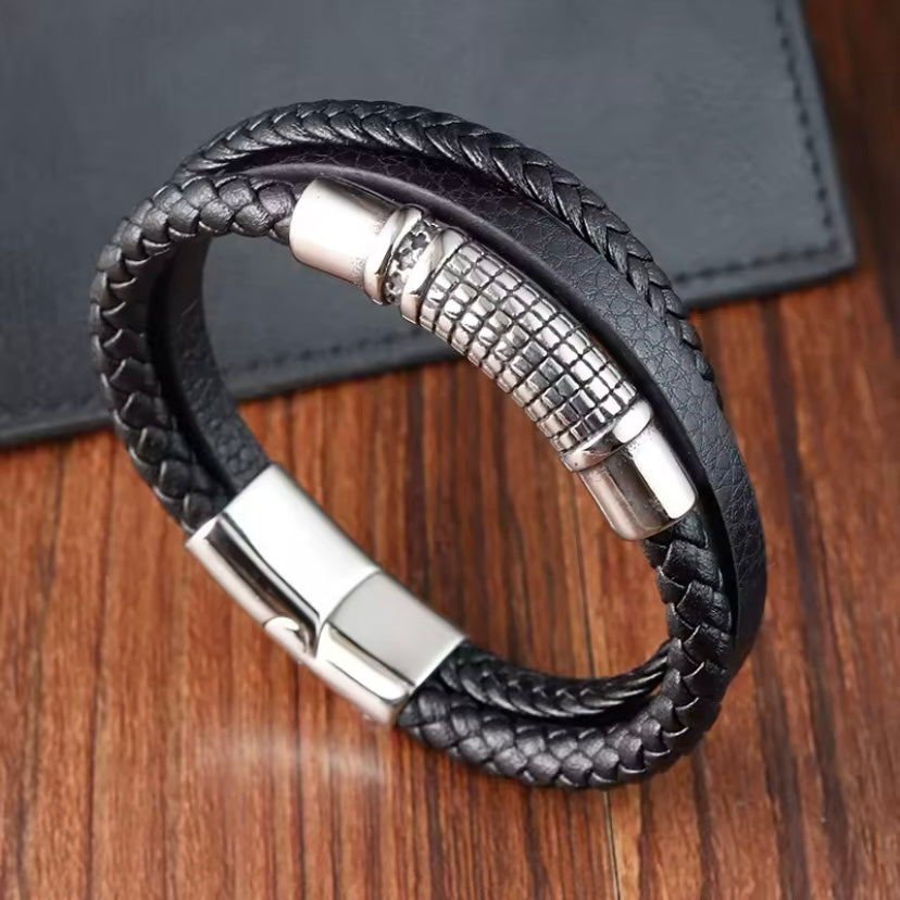 AnchorSteel™ Roestvrijstalen Lederen Armband – 21 cm