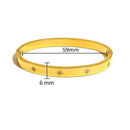 Zirkoon Ster Bangles Eenvoudige Gouden Kleur Titanium