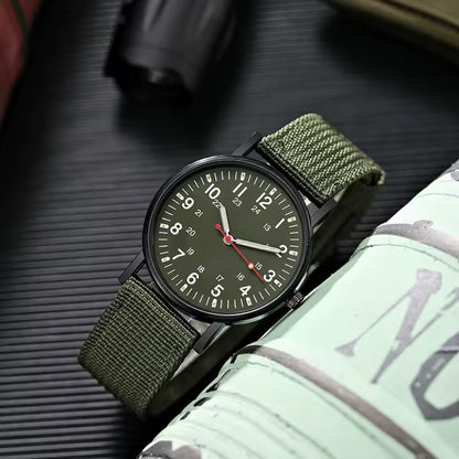 Militaire Heren Horloges Lichtgevende Schokbestendige Sporthorloge met Canvas Band