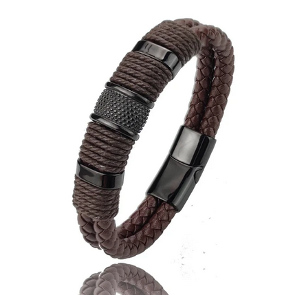 Bracelet pour homme en cuir multicouche vintage NobleCraft™