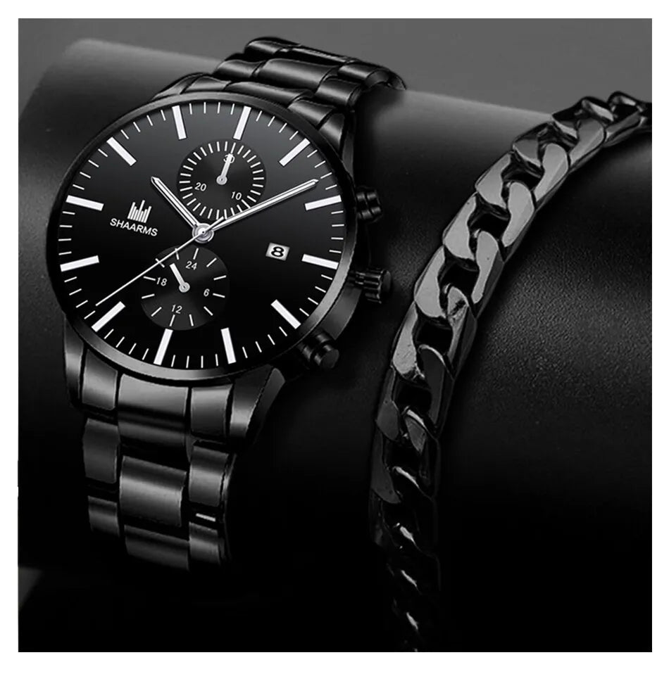 Shaarms Fenix™ - Zwart Heren horloge en Armband